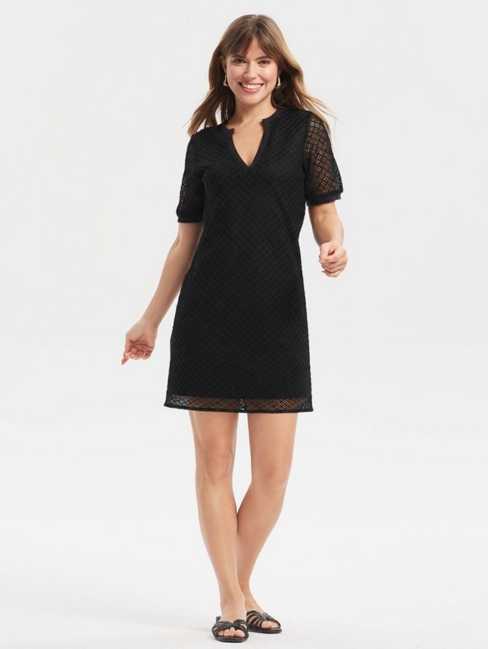 NWT! A New Day, Women's Short Sleeve Mini Shift Dress, Black, Size Large